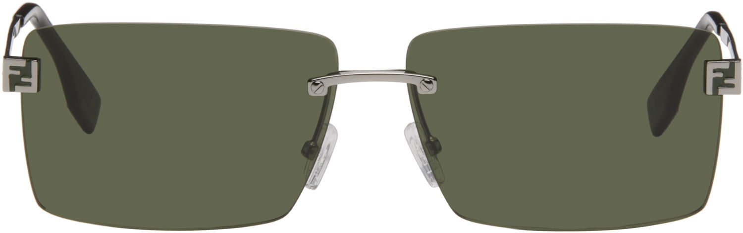 Sončna očala FENDI Rectangular Rimless Sky Eyewear with Monogram Temples Zelena | FE40165UM6014N 840126859997, 0