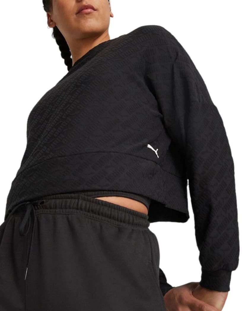 Pleteni pulover Puma Puma Fit Branded Fleece Crew Sweatshirt Črna | 524124-01