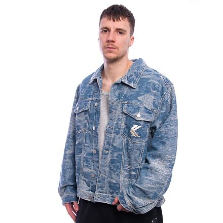 Jakna Karl Kani Karl Kani OG K Distress Camo Denim Jacket Modra | KK-60710032
