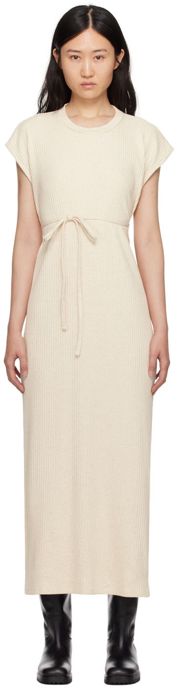 Obleke Baserange Shaw Knit Maxi Dress Bež | DRSHS-RIB-SP24