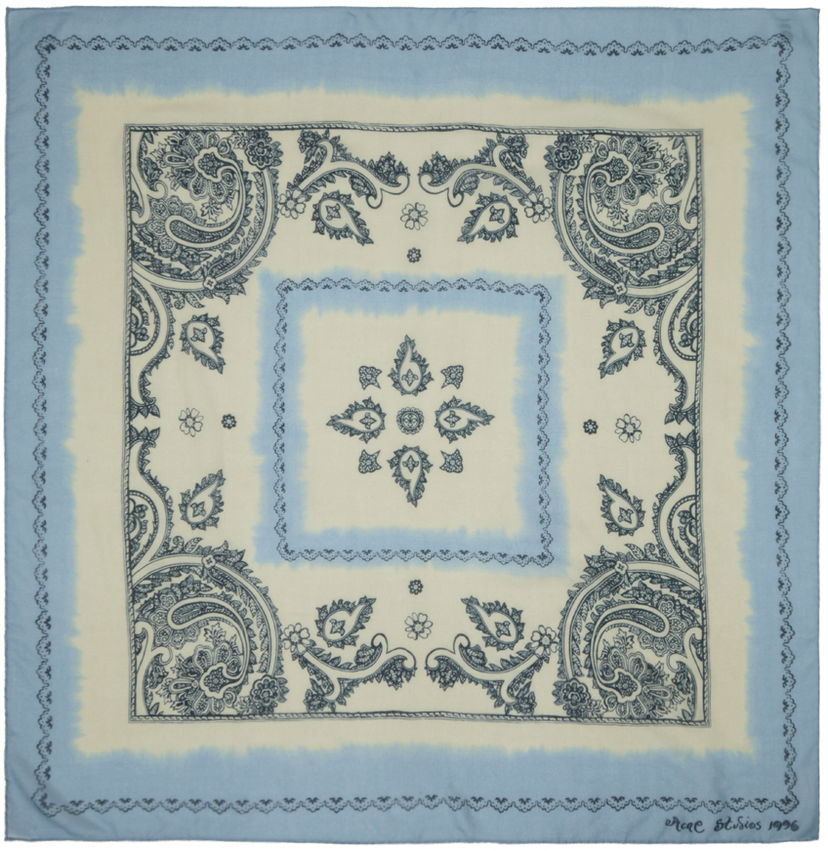 Šala Acne Studios Print Light Wool Scarf Modra | CA0303-