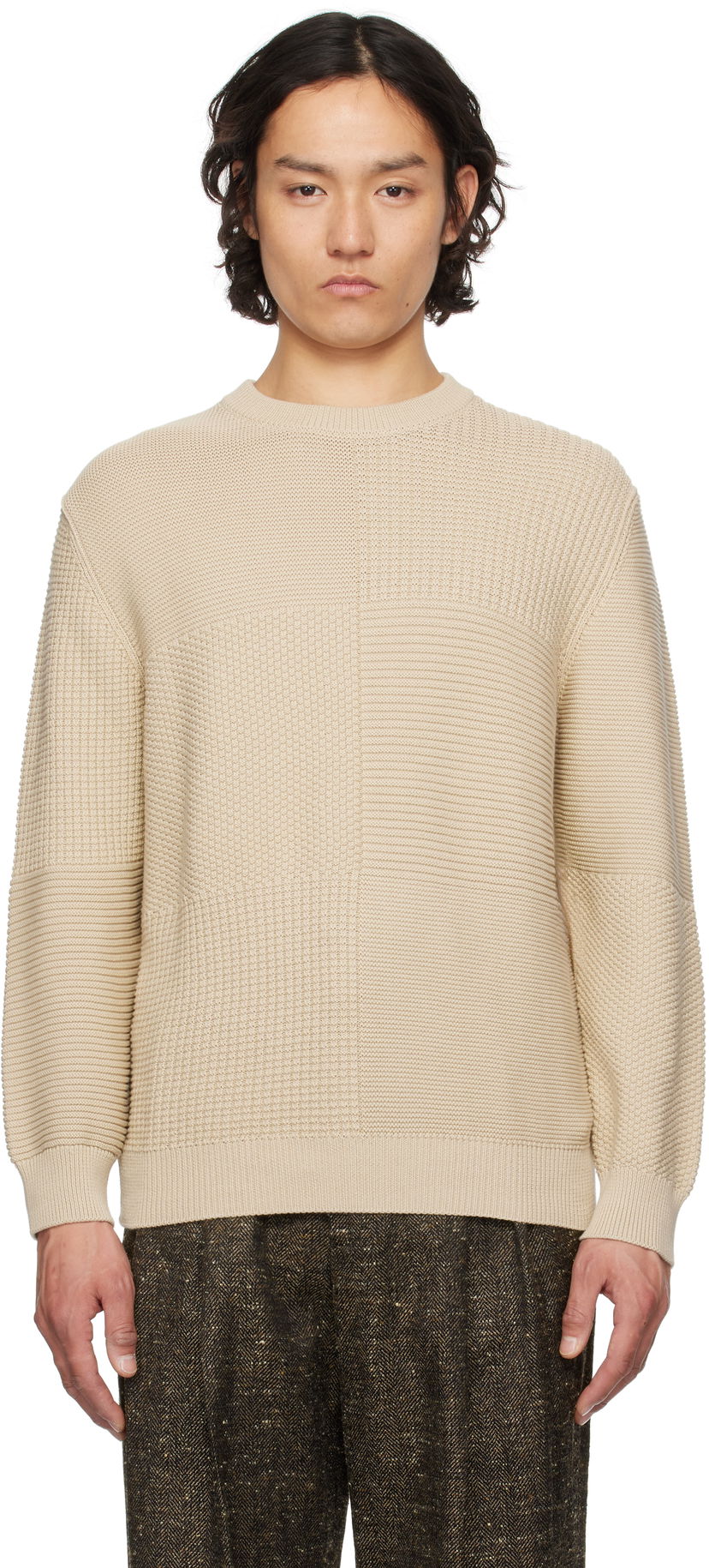 Pleteni pulover Paul Smith PS Paul Smith Organic Cotton Knit Sweater Bež | M2R-316Z-P22303-61
