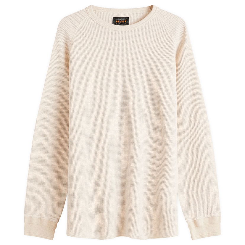 Pleteni pulover BEAMS Beams Plus Long Sleeve Thermal T-Shirt, Size Large Bež | 3814-0057-156-09