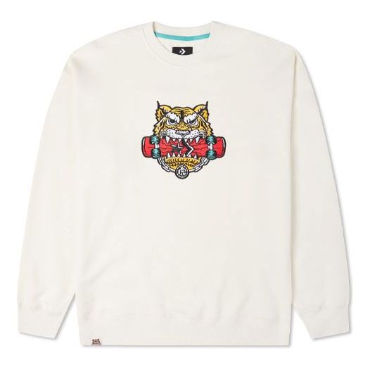Pleteni pulover Converse New Year Series Tiger Crewneck Sweatshirt Bela | 10024319-A01