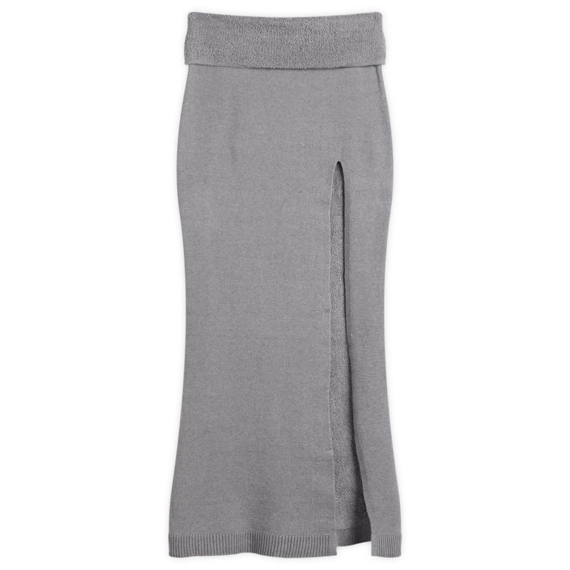 Krila SKIMS Textured Knit High Slit Long Skirt Siva | SK-SKT-9921W-DHG