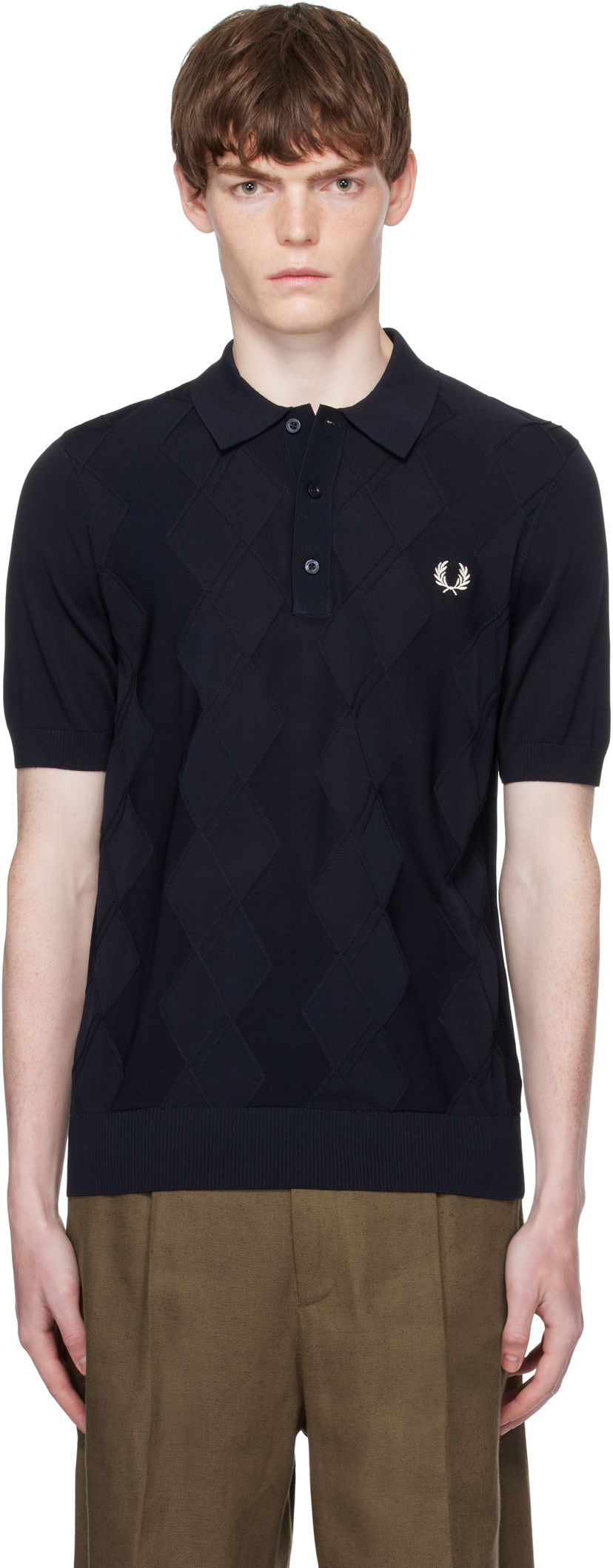 Polo majica Fred Perry Fred Perry Cable Knit Polo Mornarica | K9748