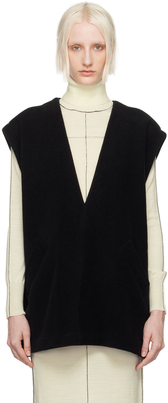 Telovnik Maison Margiela MM6 Black Plunging V-Neck Vest Črna | S52NF0011 M20020