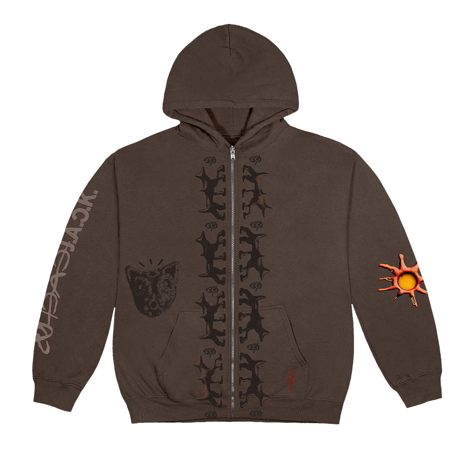 Pulover Cactus Jack by Travis Scott Reverse Dog Zip Up Hoodie Rjava | CJJ1 HZ08 BROW, 1