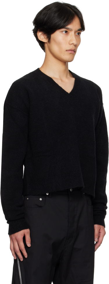 Pleteni pulover Rick Owens Rick Owens Concordians Tommy V-Neck Sweater Črna | RU02E1650 KWP, 1