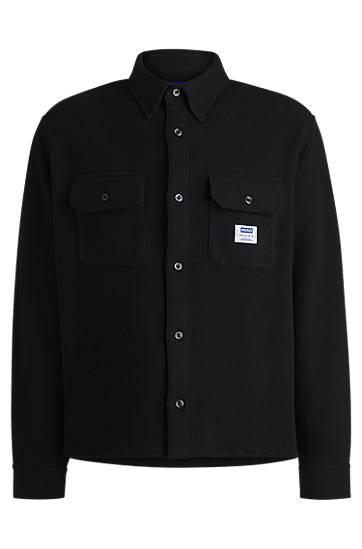 Srajce BOSS Oversized Cotton Blend Shirt Črna | 50534184