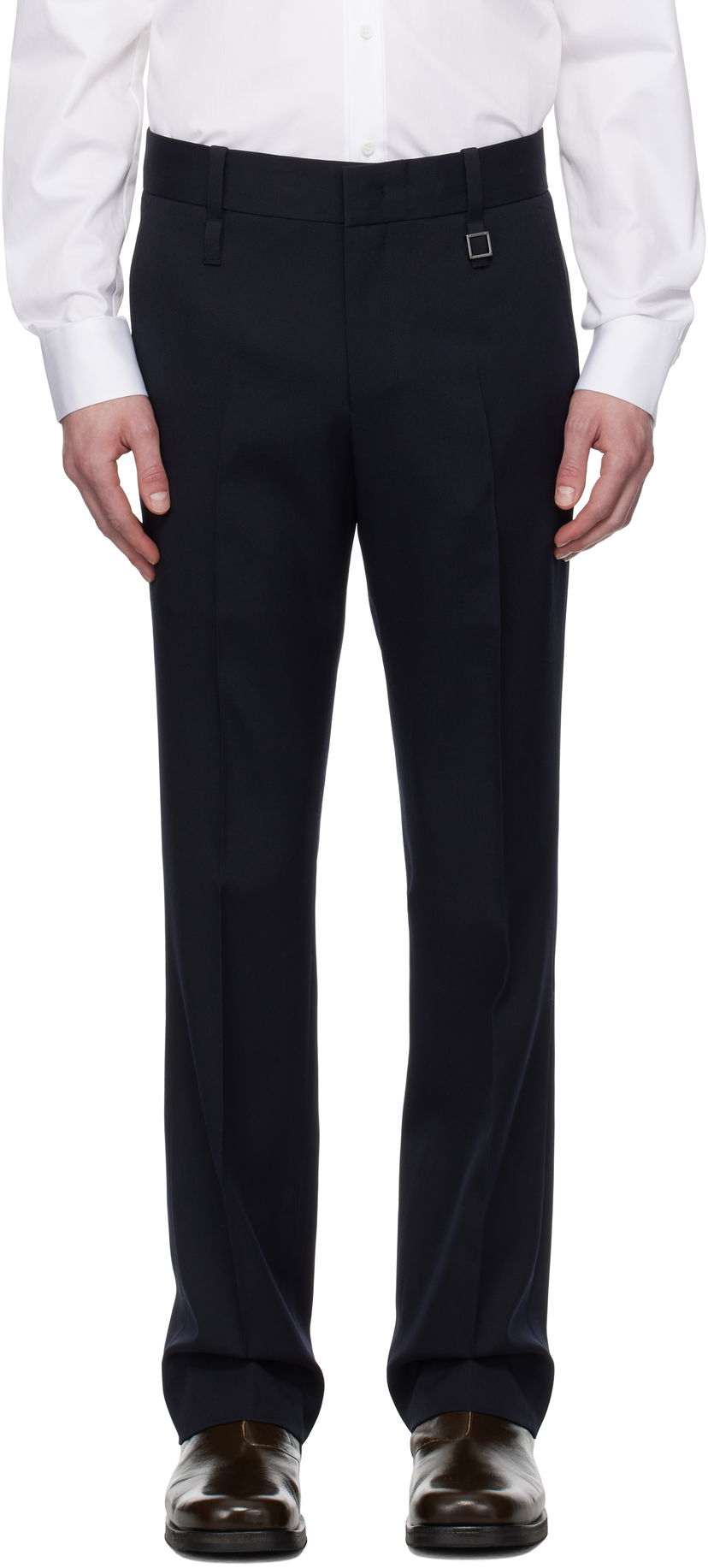 Hlače WOOYOUNGMI Wooyoungmi Slim Straight Trousers Mornarica | W251PT01