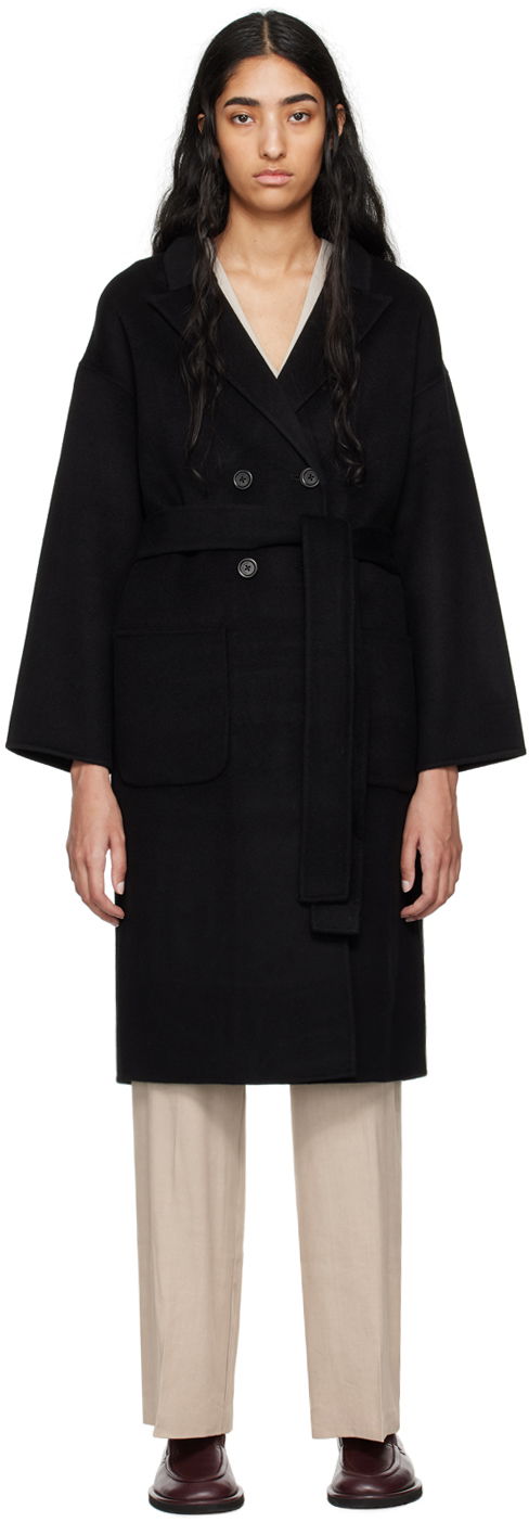 Plašči Anine Bing Dylan Double-Breasted Wool Coat Črna | A-01-4001-000