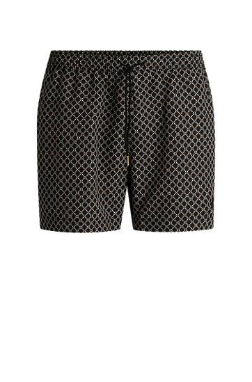 Kratke hlače BOSS All-Over Print Drawstring Swim Shorts Črna | 50518968