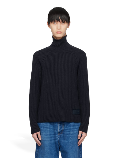Pleteni pulover AMI Rib Turtleneck Mornarica | HKS424.KN0031