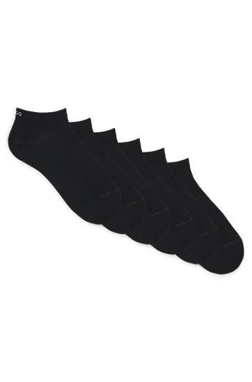 Nogavice BOSS Six-Pack of Cotton-Blend Ankle Socks Črna | 50516395