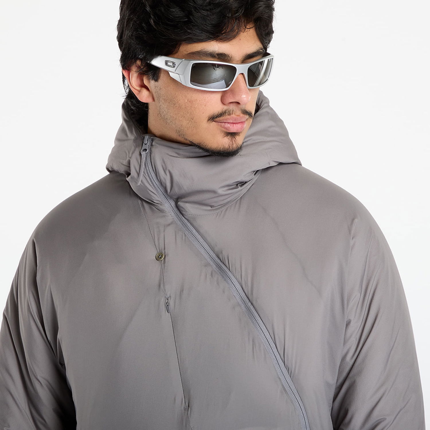 Puhovka Post Archive Faction (PAF) Puffer Hooded Asymmetrical Zip Air Jacket Siva | A1-000GR, 1