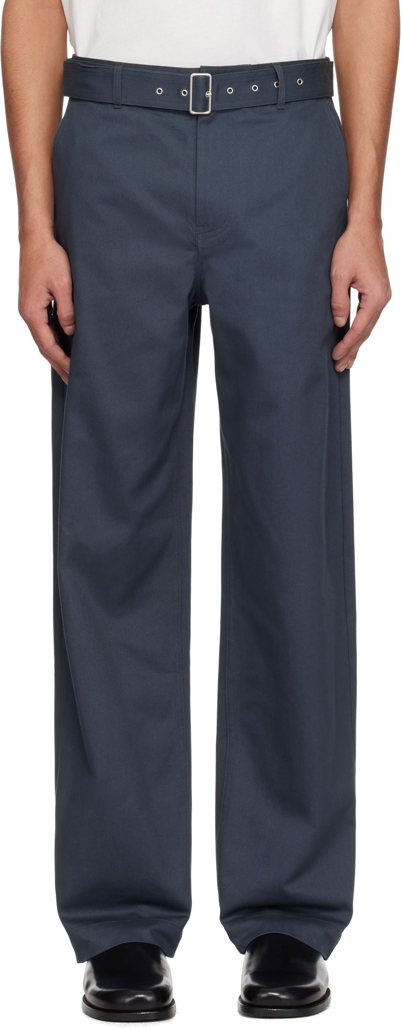 Hlače MAISON KITSUNÉ Maison Kitsuné Belted Trousers Modra | OM01123WW9043