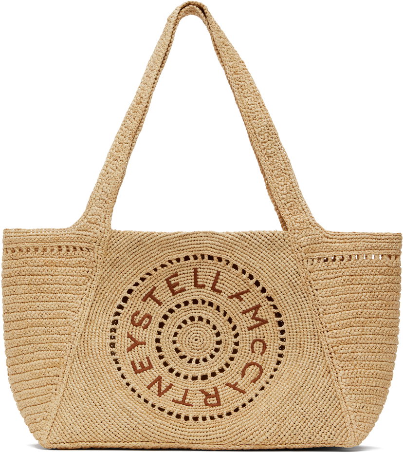 Tote bag Stella McCartney Stella McCartney Logo Raffia Medium Tote Bež | 7B0107WP0375