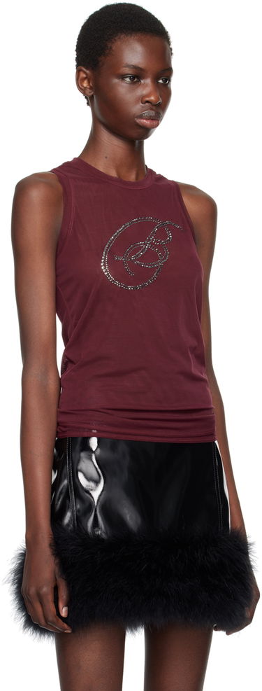 Majica brez rokavov Blumarine Blumarine Rhinestone Monogram Tank Top Črna | A422T073A, 4