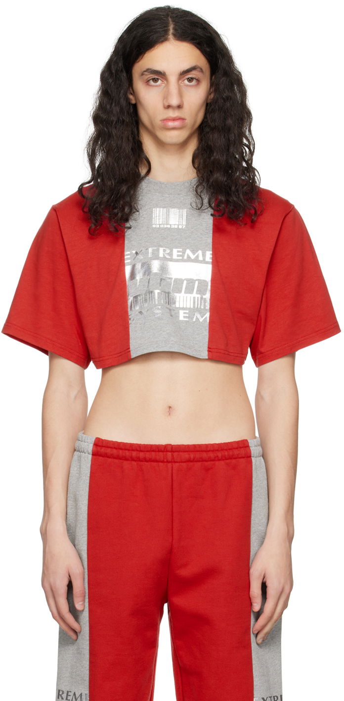 Krop-top VETEMENTS 'Extreme System' Crop T-Shirt Rdeča | VL16TR600R