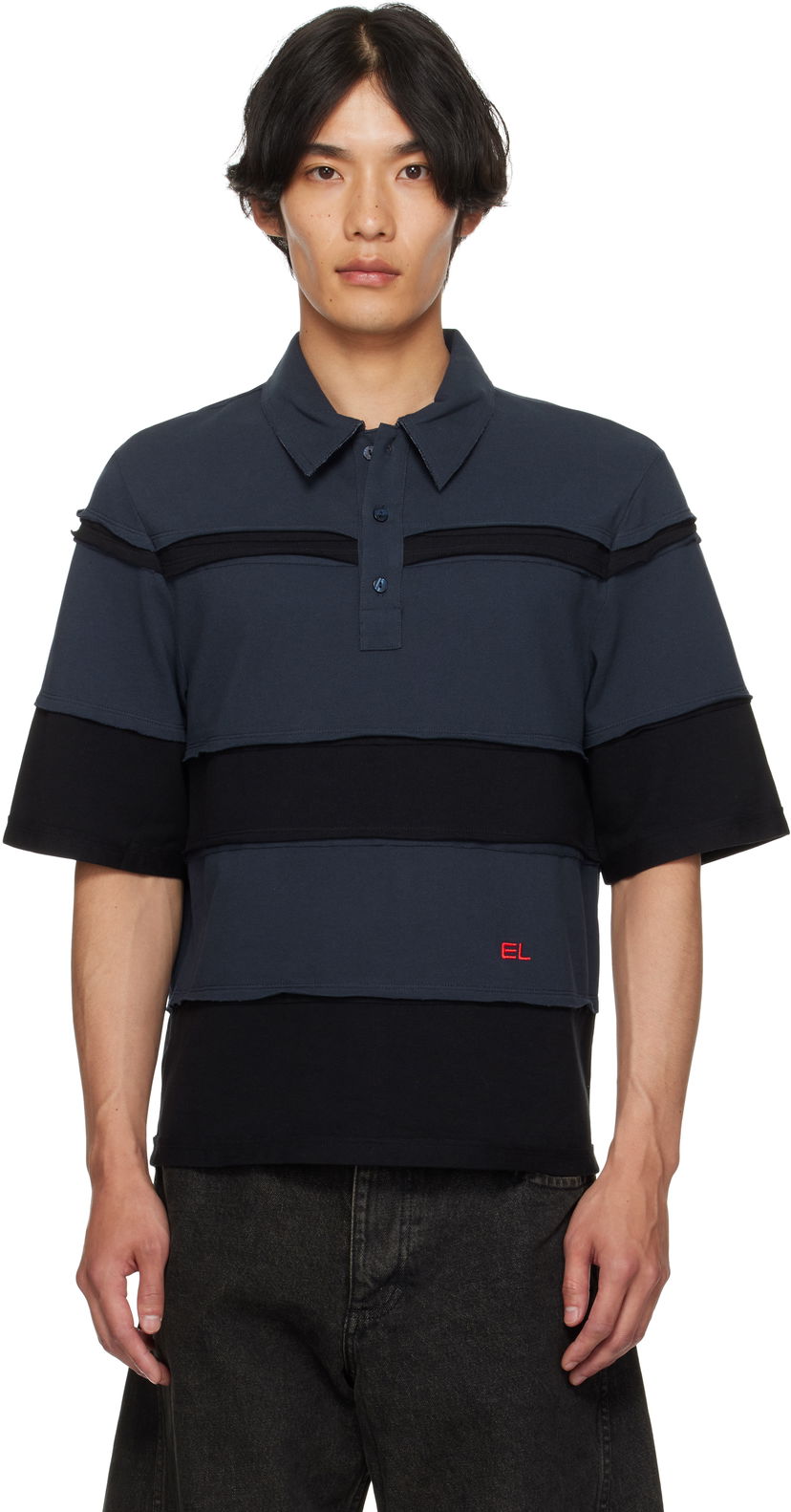 Polo majica Eckhaus Latta Eckhaus Latta Striated Polo Mornarica | 1401-EL-PF25-M