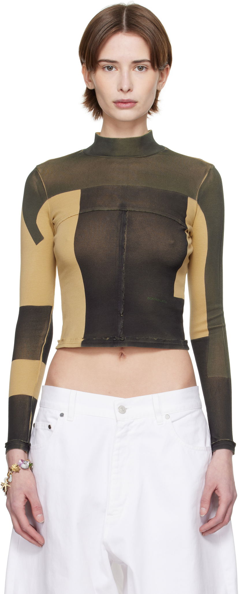 Krop-top Eckhaus Latta Eckhaus Latta Lapped Baby Crop Top Rjava | 305-EL-PS25-R -
