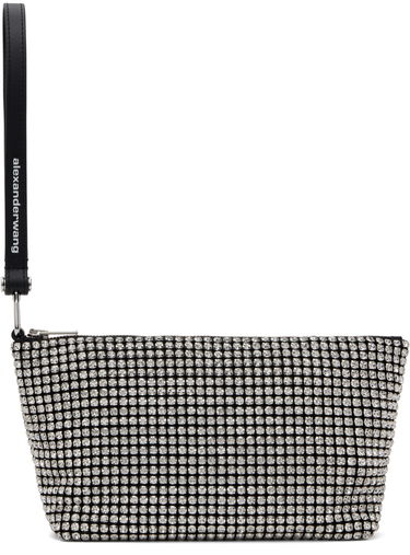 Torbica Alexander Wang Alexander Wang Heiress Crystal-Embellished Wristlet Pouch Črna | 70424N13M, 0