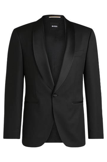 Jakna BOSS BOSS Tuxedo Jacket in Virgin Wool Serge Črna | 50469185, 0