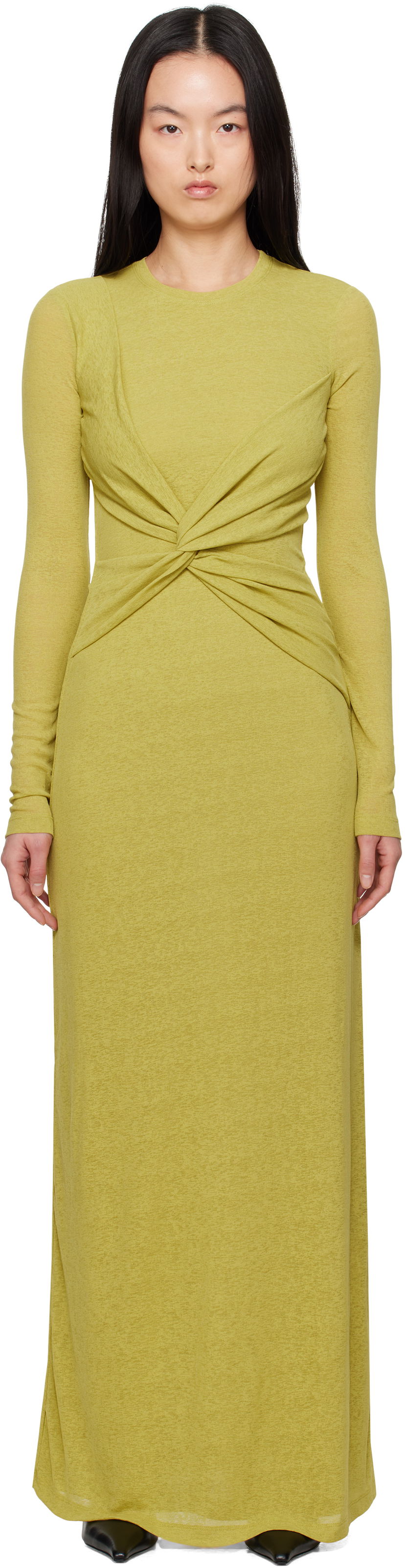 Obleke Nanushka Nanushka Rozal Twist Front Maxi Dress Zelena | NW25RSDR16464