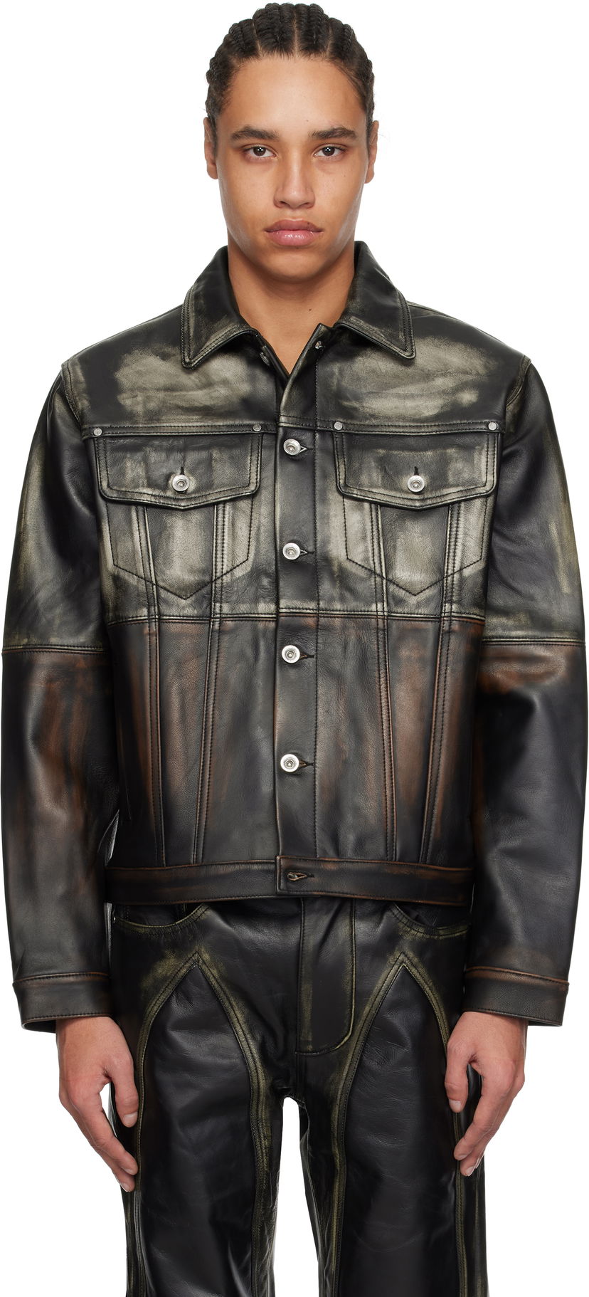 Jakna Who Decides War Who Decides War Ombre Trucker Leather Jacket Črna | 1131350031SS25