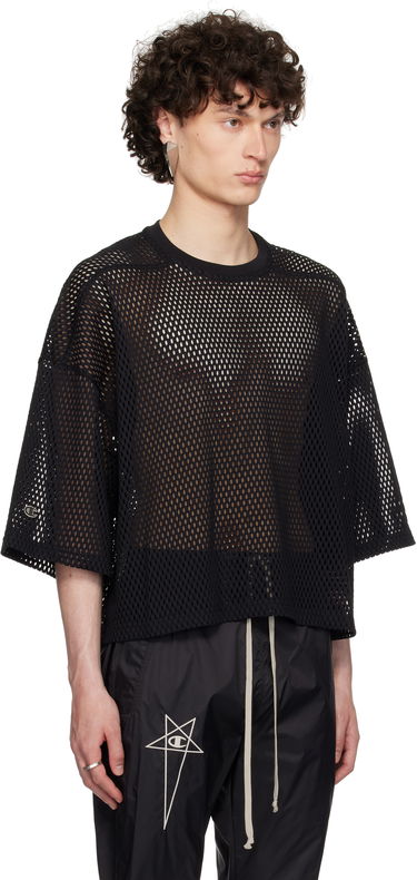 Krop-top Rick Owens Rick Owens Champion Edition Tommy Cropped Mesh T-Shirt Črna | CM01E1676 CHONET MESH, 1