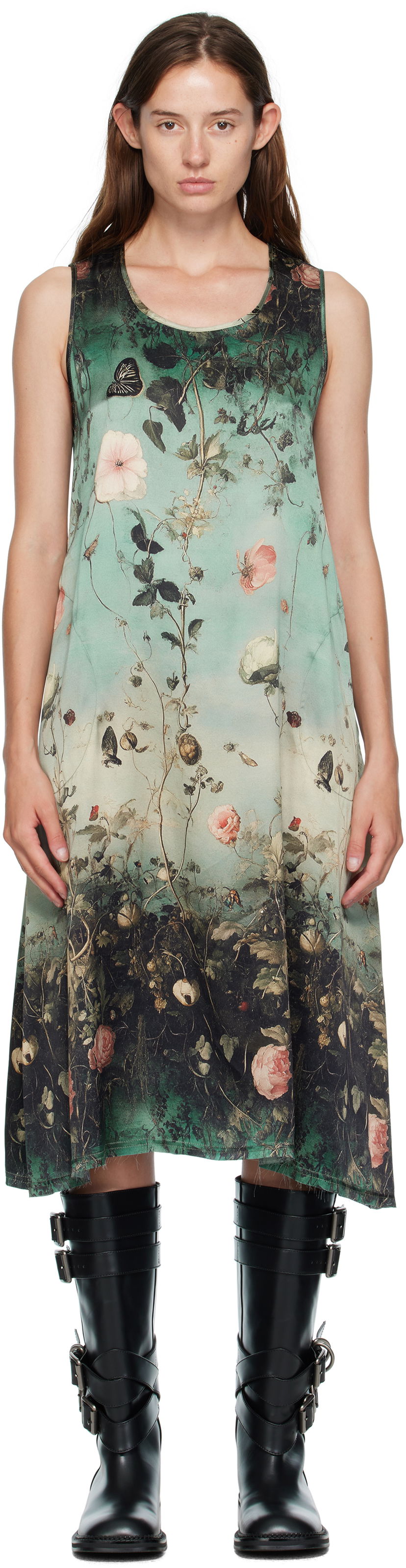 Obleke R13 R13 Sleeveless Floral-Print Midi Dress Zelena | R13WR304-R584A