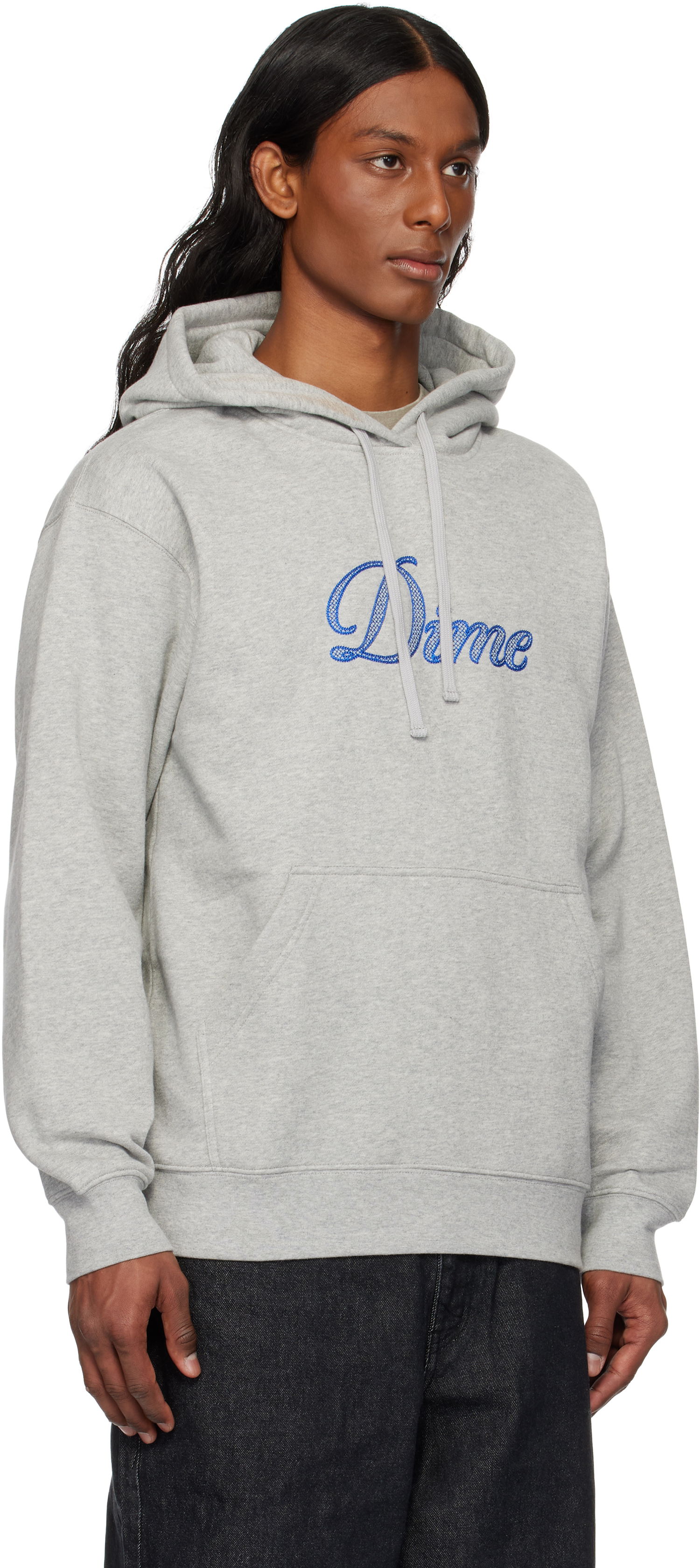 Pulover Dime Cursive Logo Hoodie Siva | DIME2SP2544GRY, 1