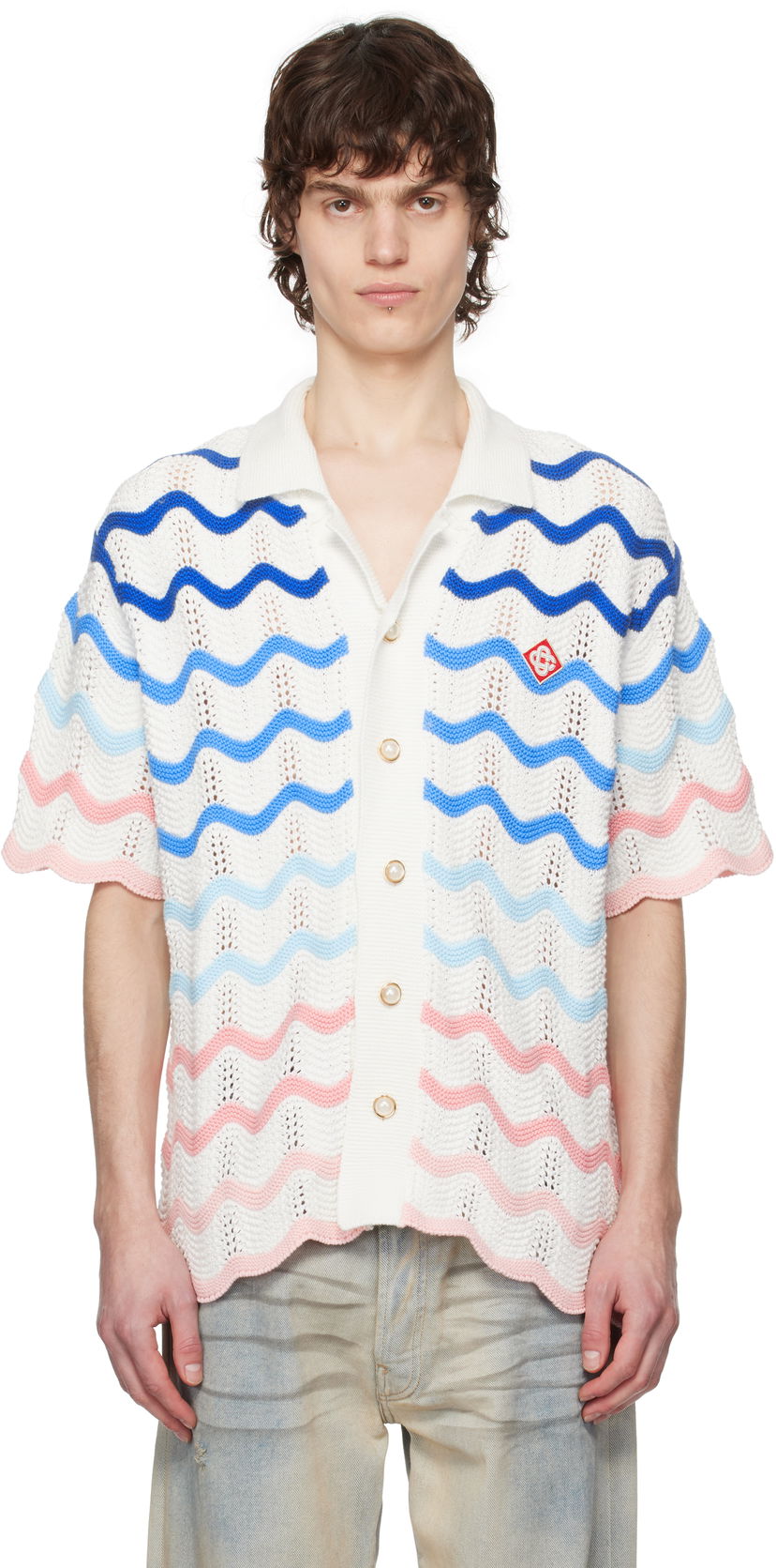 Pleteni pulover Casablanca Casablanca Gradient Wave Crochet Shirt Večbarvna | MPS25-KW-848-01