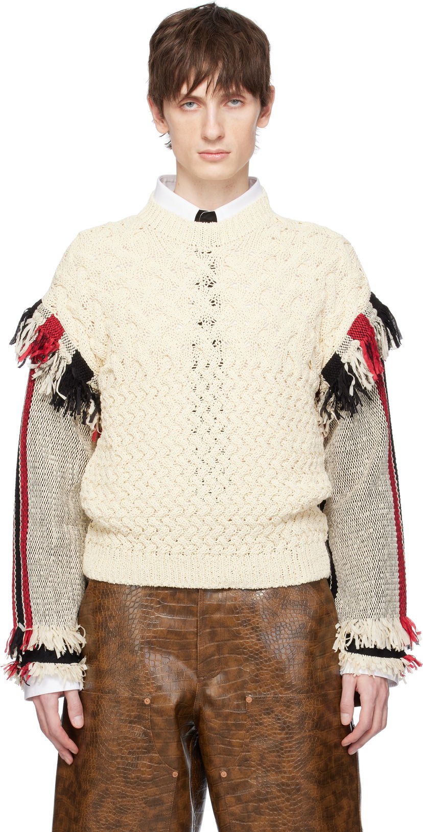 Pleteni pulover Andersson Bell Andersson Bell Tassel Sleeve Oversized Knit Sweater Bela | atb1258u