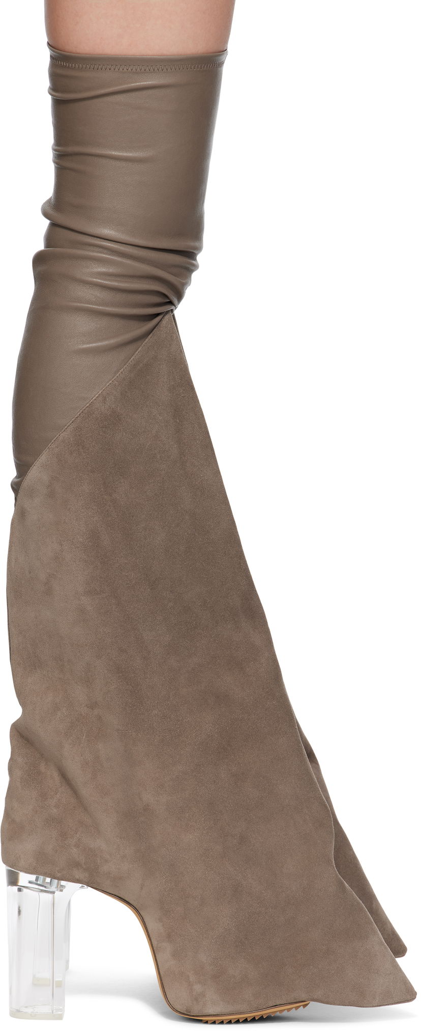 Obleke Rick Owens Rick Owens Hollywood Taco Kiss Suede Tall Boots Siva | RO01E7843 LSLVS0