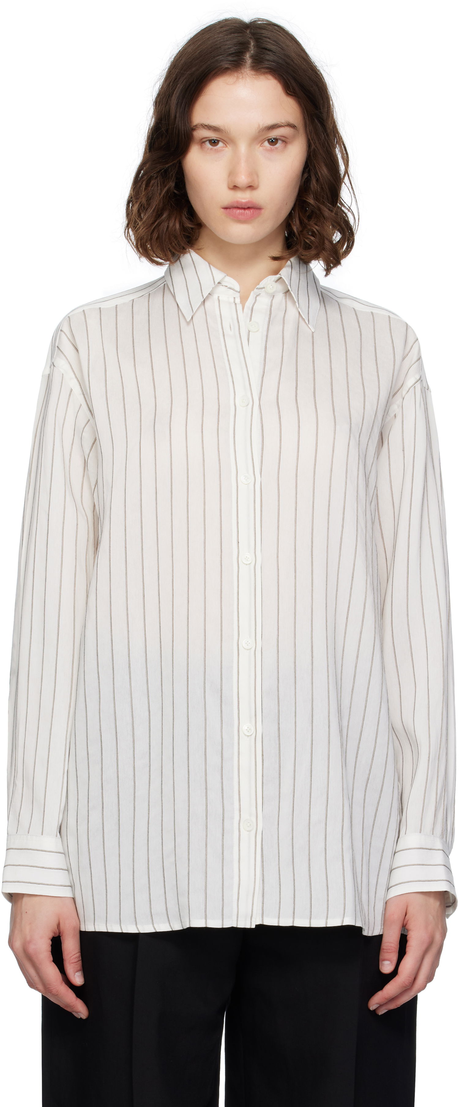 Srajce TOTEME TOTEME Striped Button-Down Shirt Bela | 253-WRT0480-FB0439, 0