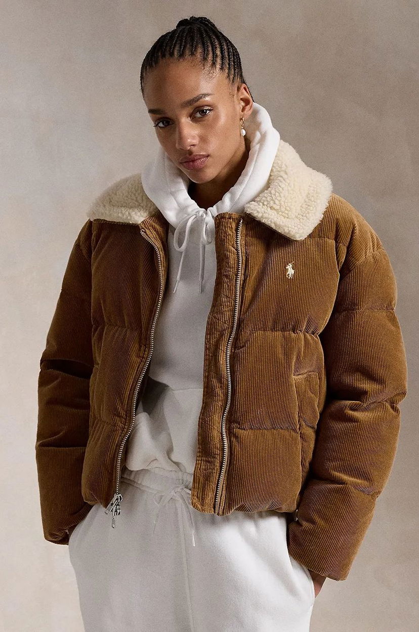 Puhovka Polo by Ralph Lauren Corduroy Puffer Jacket Rjava | 211947668