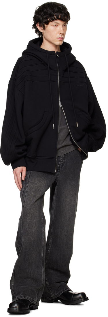 Pulover Feng Chen Wang Feng Chen Wang Pleated Zip-Up Hoodie Črna | FUF18HD03B, 3