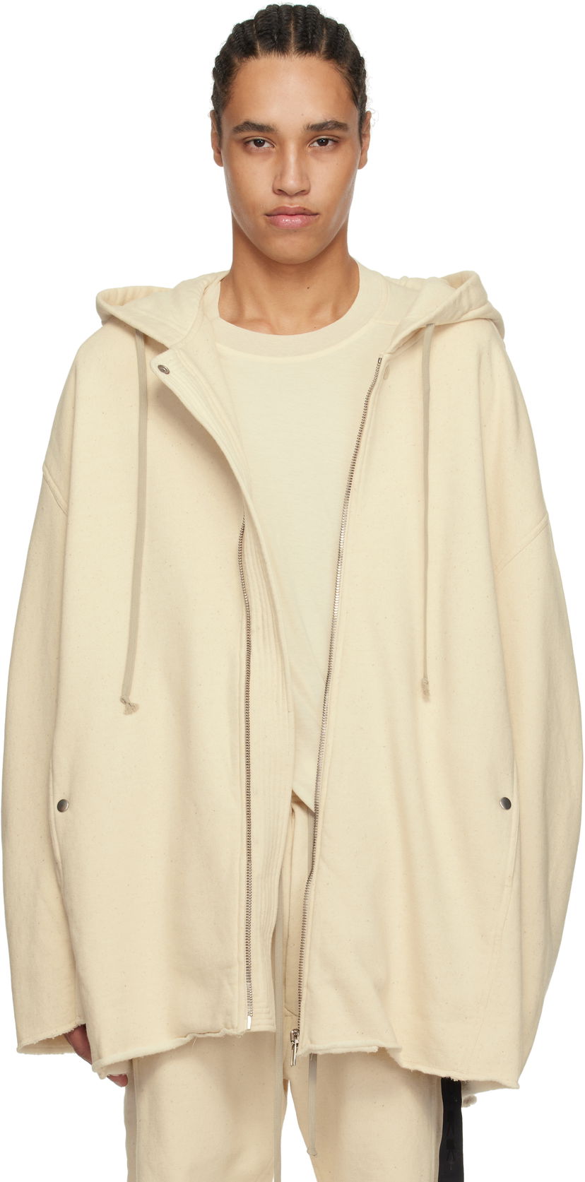 Pulover Rick Owens Rick Owens DRKSHDW Peter Zipped Hoodie Bež | DU01E3289 FN