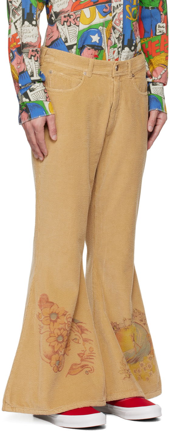 Kavbojke ERL Flared Printed Trousers Bež | ERL06P005, 1