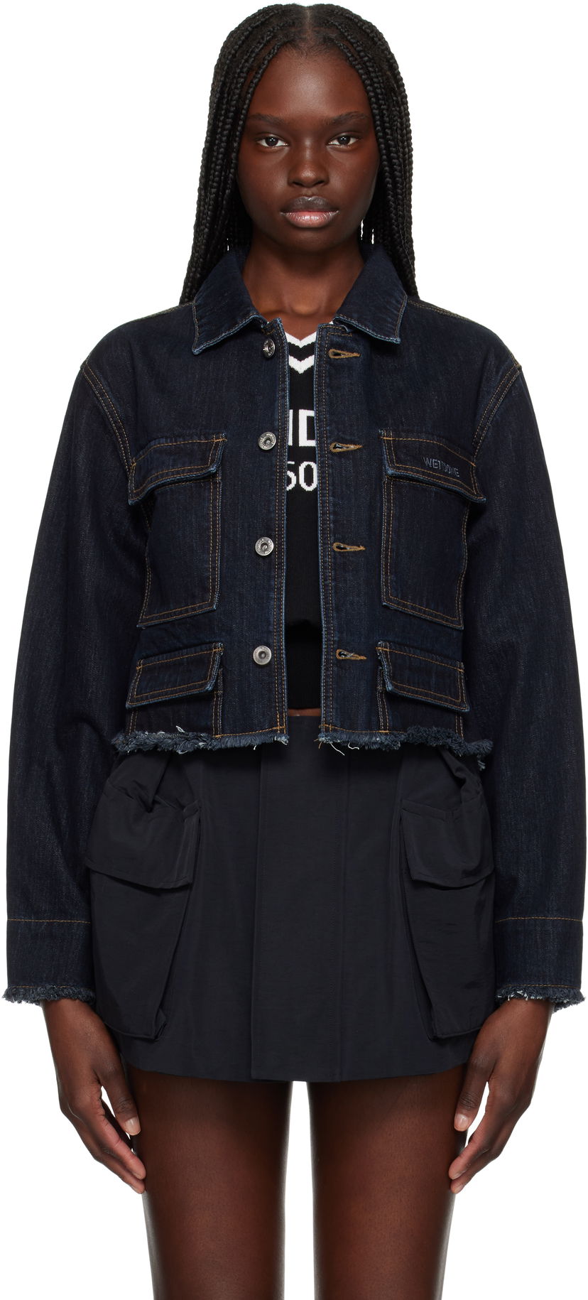 Jakna We11done We11done Cropped Denim Jacket Modra | WD-DJ1-25-301-W-BL