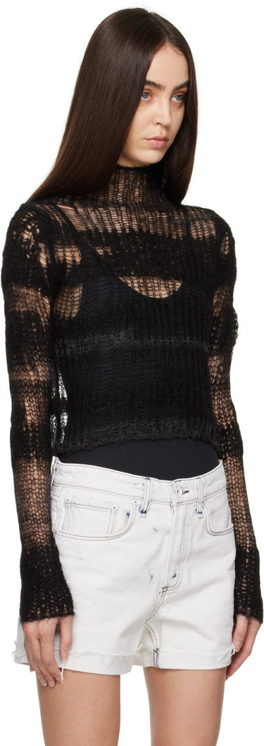 Pleteni pulover rag & bone Lillian Open-Knit Sweater Črna | WAS22FS048FW48, 1