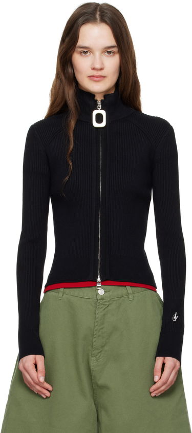 Pleteni pulover JW Anderson JW Anderson Fitted Zip-Up Sweater Črna | KW1353-YN0398, 0