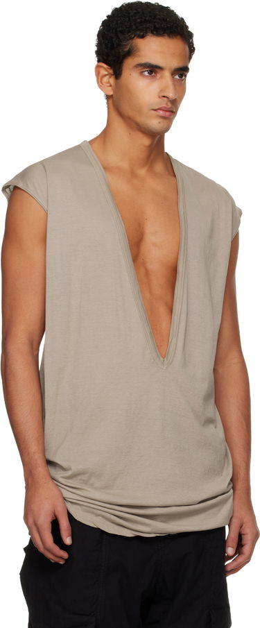 Majica Rick Owens DRKSHDW Concordians Dylan Deep V-neck T-shirt Rjava | DU02E7157 BH, 4