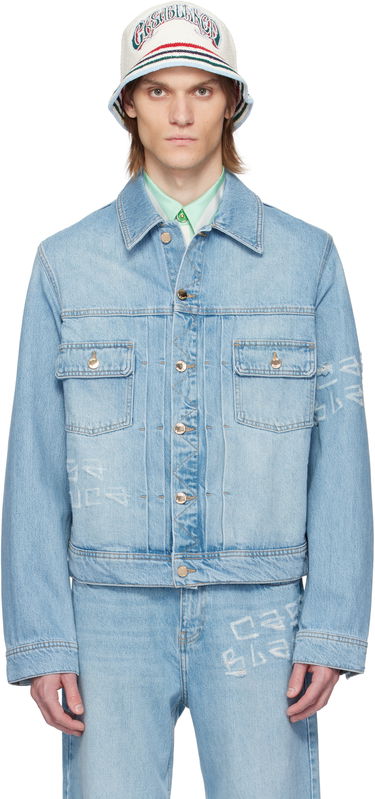 Jakna Casablanca Casablanca Graffiti Distressed Denim Jacket Modra | MS25-JK-343-01, 0