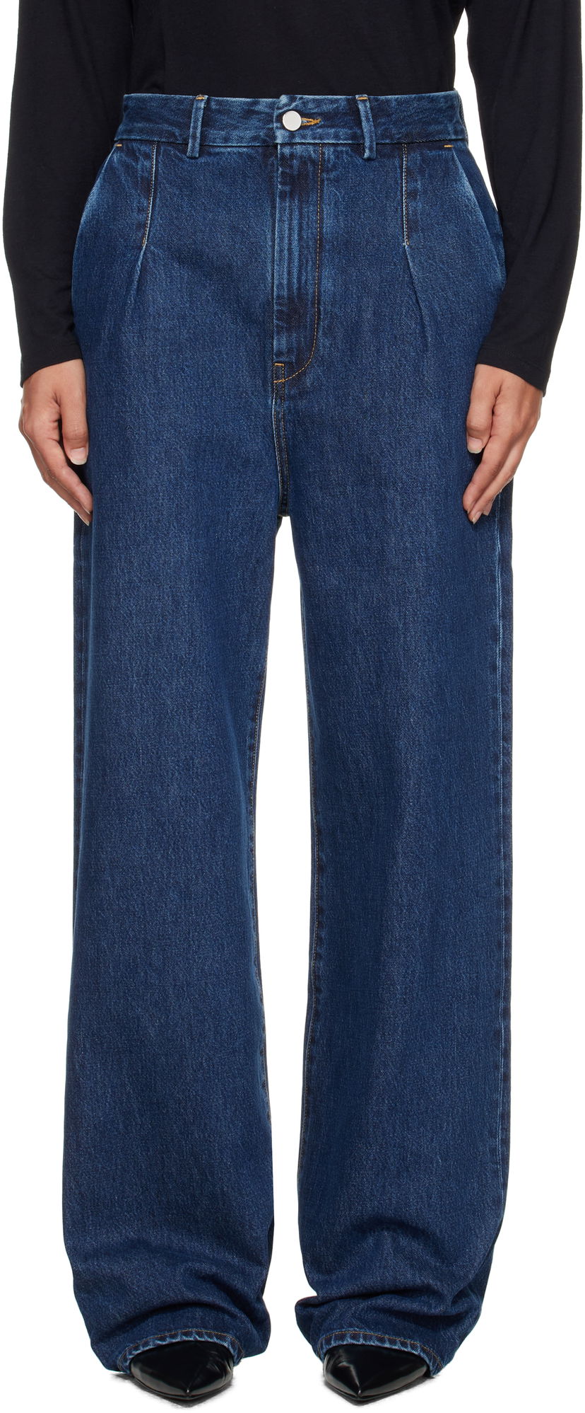 Kavbojke Loulou de Saison Loulou de Saison Attu Pleated Jeans Modra | ATTU LDS