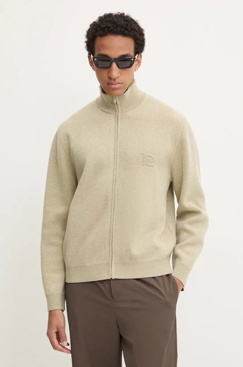 Pleteni pulover Nanushka Zip-Up Wool Sweater Bež | NM24PFSW00472