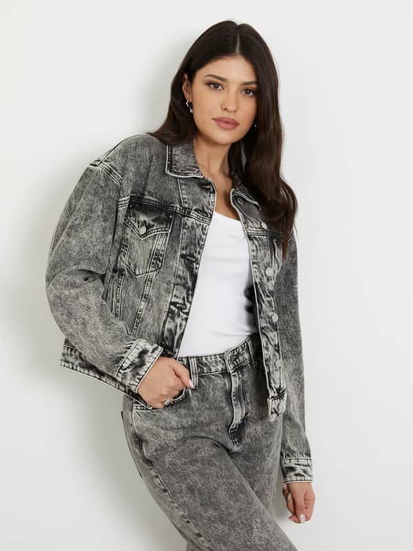 Jakna GUESS Relaxed Fit Denim Jacket Siva | W4RN62D56B3