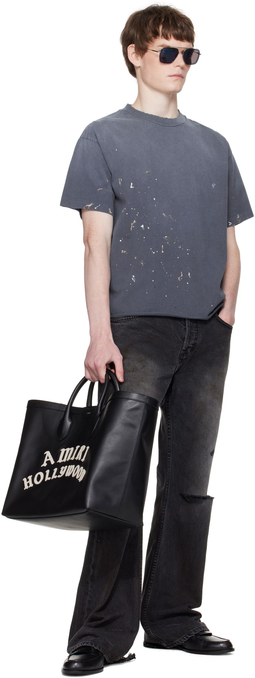 Tote bag AMIRI AMIRI Hollywood Leather Tote Bag Siva | AMBGTO1015
